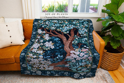 Bohemian Tree Tapestry Blanket Magical Aesthetic Folklore Forest Ethereal Throw | Nature Inspired Woodland Magic Wildflower Fairycore Decor