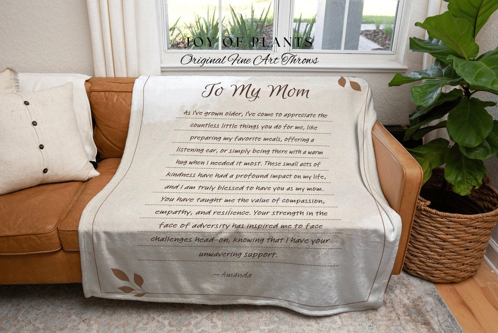 Woven Blanket Letter for Mom from Kids Personalized Handwriting Blanket Custom Gift Sentimental Gift for Her | Letter to Mom Custom Blanket