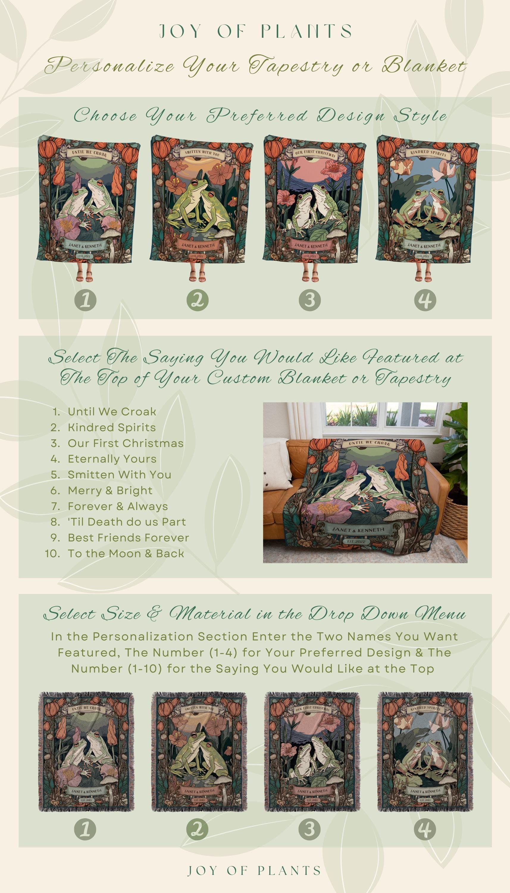 Frog Lovers Tapestry Retro | Until We Croak Blanket Woven Anniversary Custom Name Blanket Frog Funny Tapestry Frog & Toad Vintage Room Decor