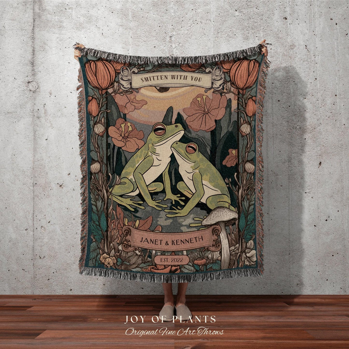 Frog Lovers Tapestry Retro | Until We Croak Blanket Woven Anniversary Custom Name Blanket Frog Funny Tapestry Frog & Toad Vintage Room Decor