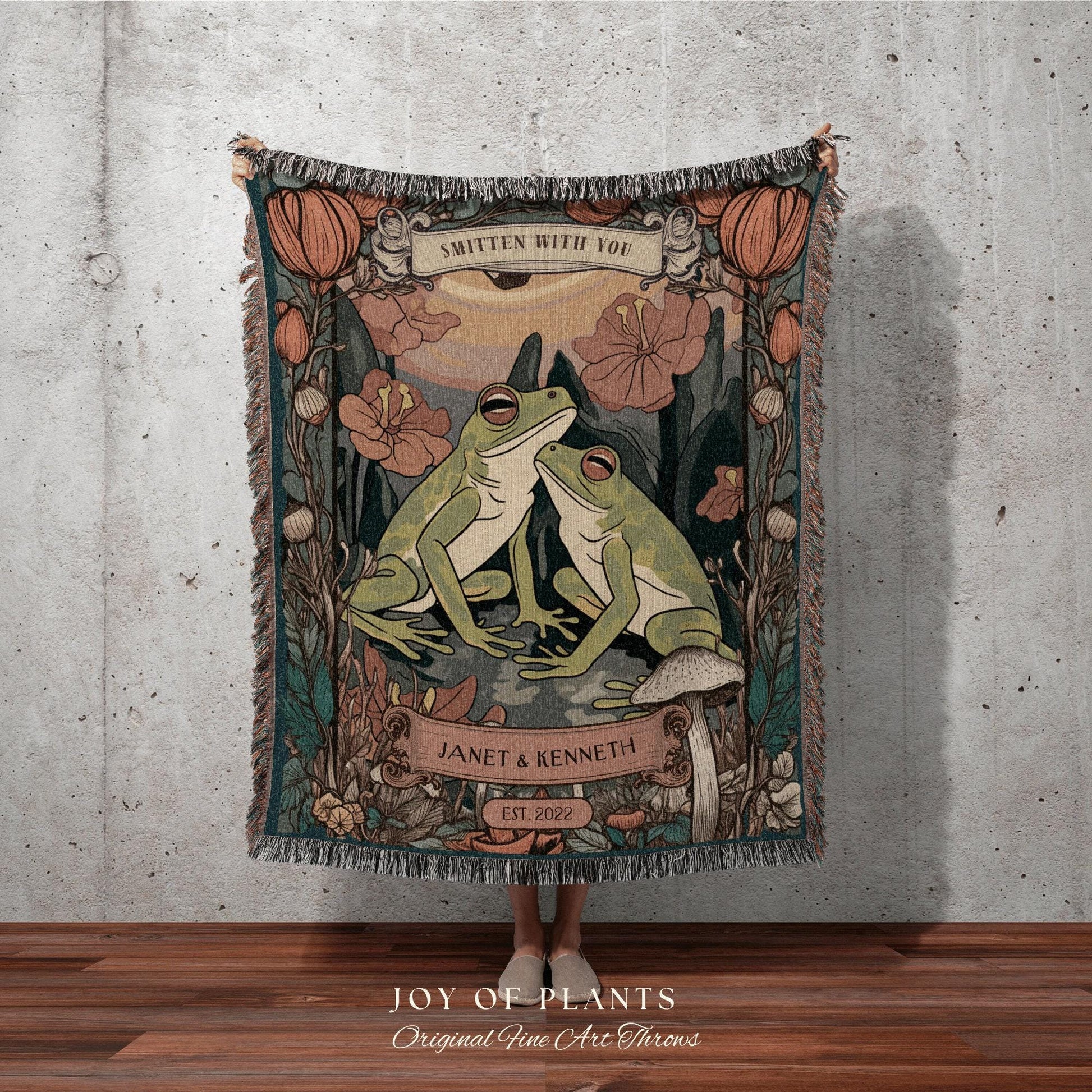 Frog Lovers Tapestry Retro | Until We Croak Blanket Woven Anniversary Custom Name Blanket Frog Funny Tapestry Frog & Toad Vintage Room Decor