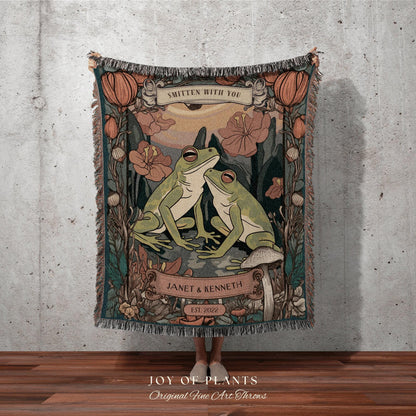 Frog Lovers Tapestry Retro | Until We Croak Blanket Woven Anniversary Custom Name Blanket Frog Funny Tapestry Frog & Toad Vintage Room Decor