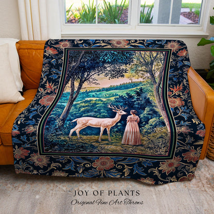 Romantic Landscape Storybook Tapestry | Fantasy Aesthetic Woven Wall Art Vintage Princess Blanket Whimsical Coquette Maximalist Renaissance