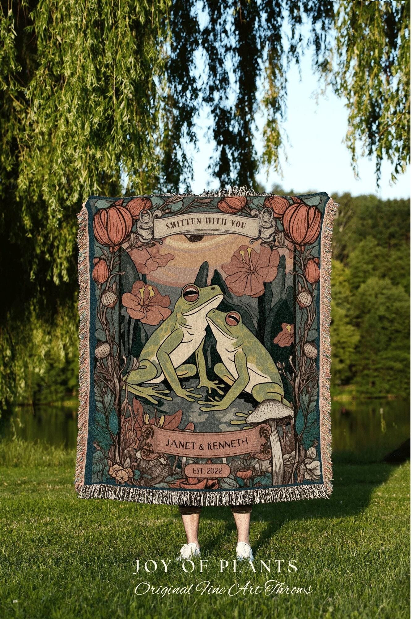 Frog Lovers Tapestry Retro | Until We Croak Blanket Woven Anniversary Custom Name Blanket Frog Funny Tapestry Frog & Toad Vintage Room Decor