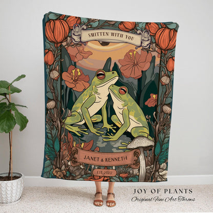 Frog Lovers Tapestry Retro | Until We Croak Blanket Woven Anniversary Custom Name Blanket Frog Funny Tapestry Frog & Toad Vintage Room Decor