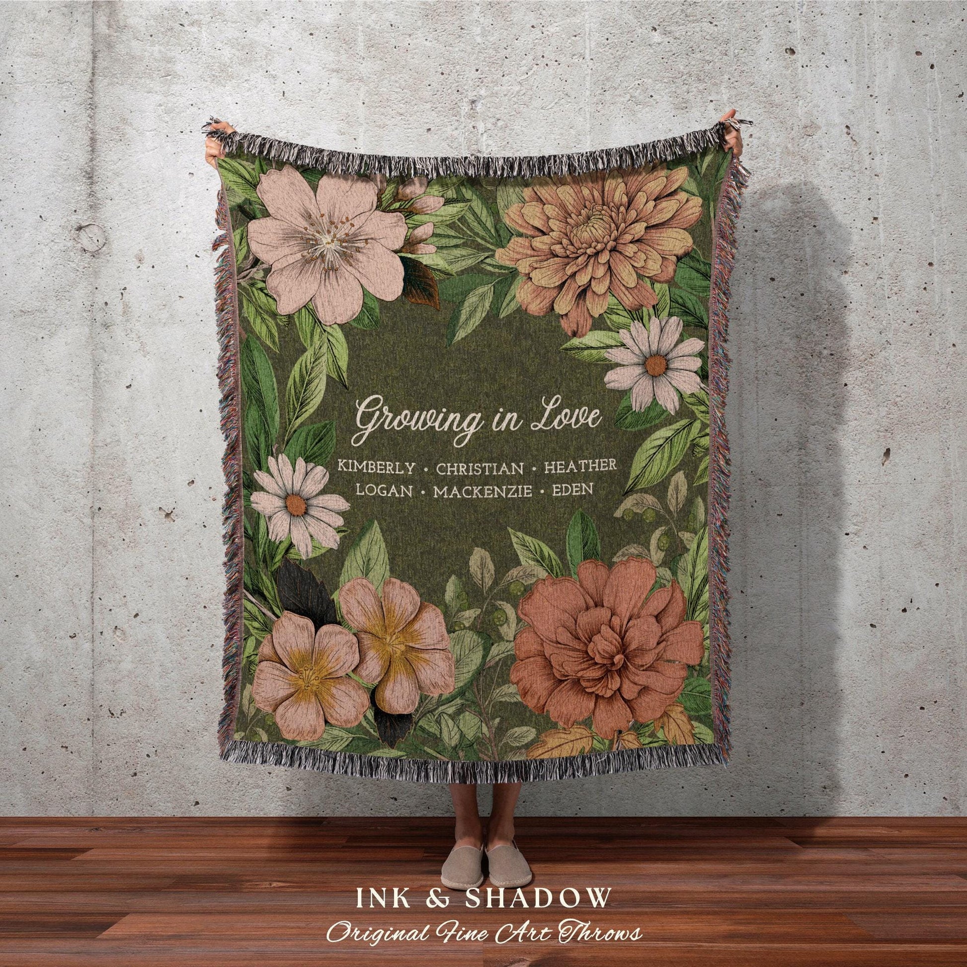 Mimi's Garden Birth Flower Blanket | Gift from Grandkids Custom Family Flower Blanket Personalized Custom Flower Throw Blanket Gift for Mom