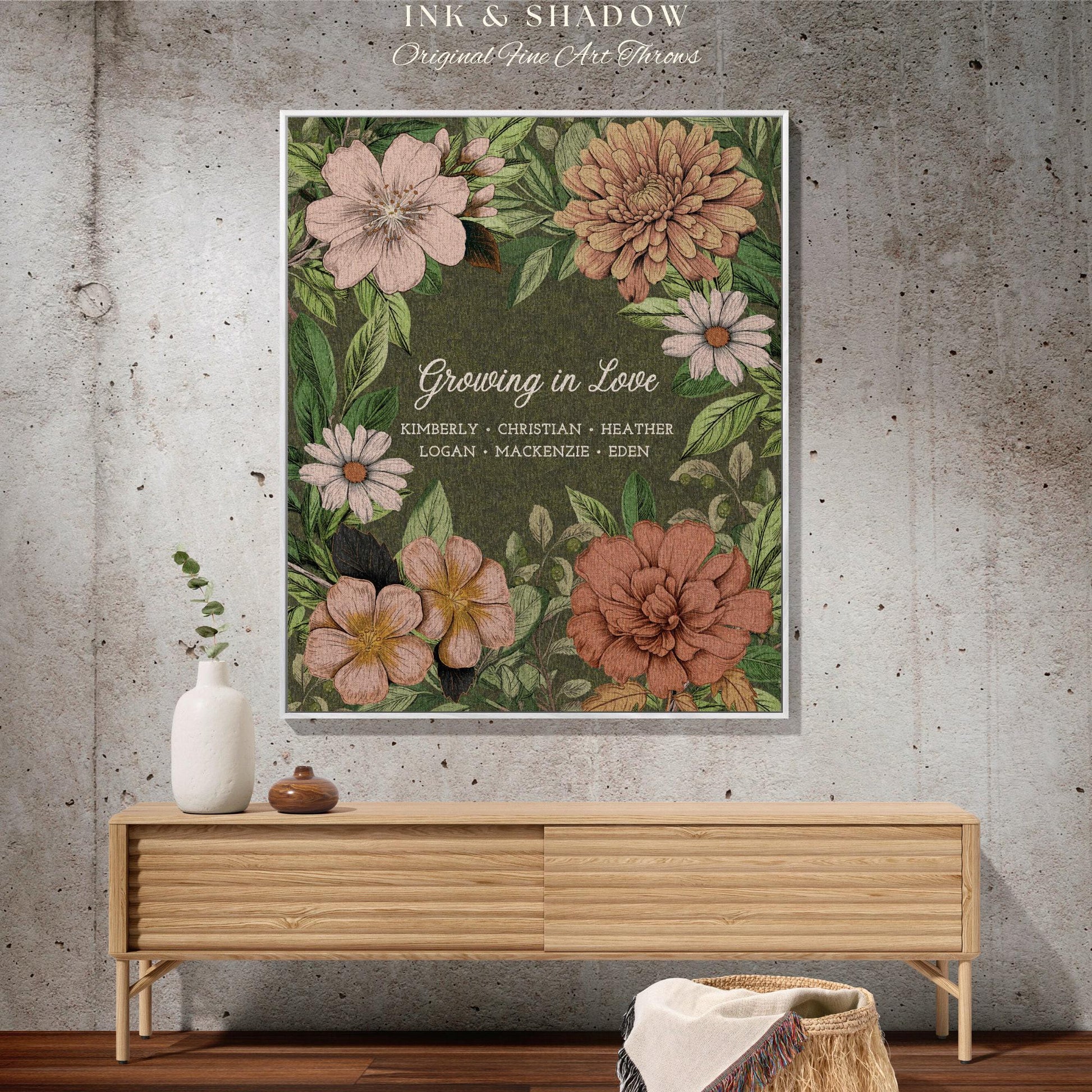 Mimi's Garden Birth Flower Blanket | Gift from Grandkids Custom Family Flower Blanket Personalized Custom Flower Throw Blanket Gift for Mom