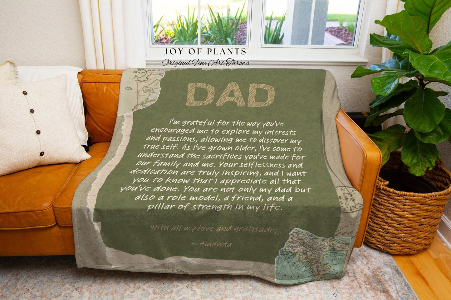 Letter to Dad Sentimental Custom Gift | Thoughtful Father's Day Personalized Woven Throw Meaningful Papa Custom Gift for Grandpa I Love You