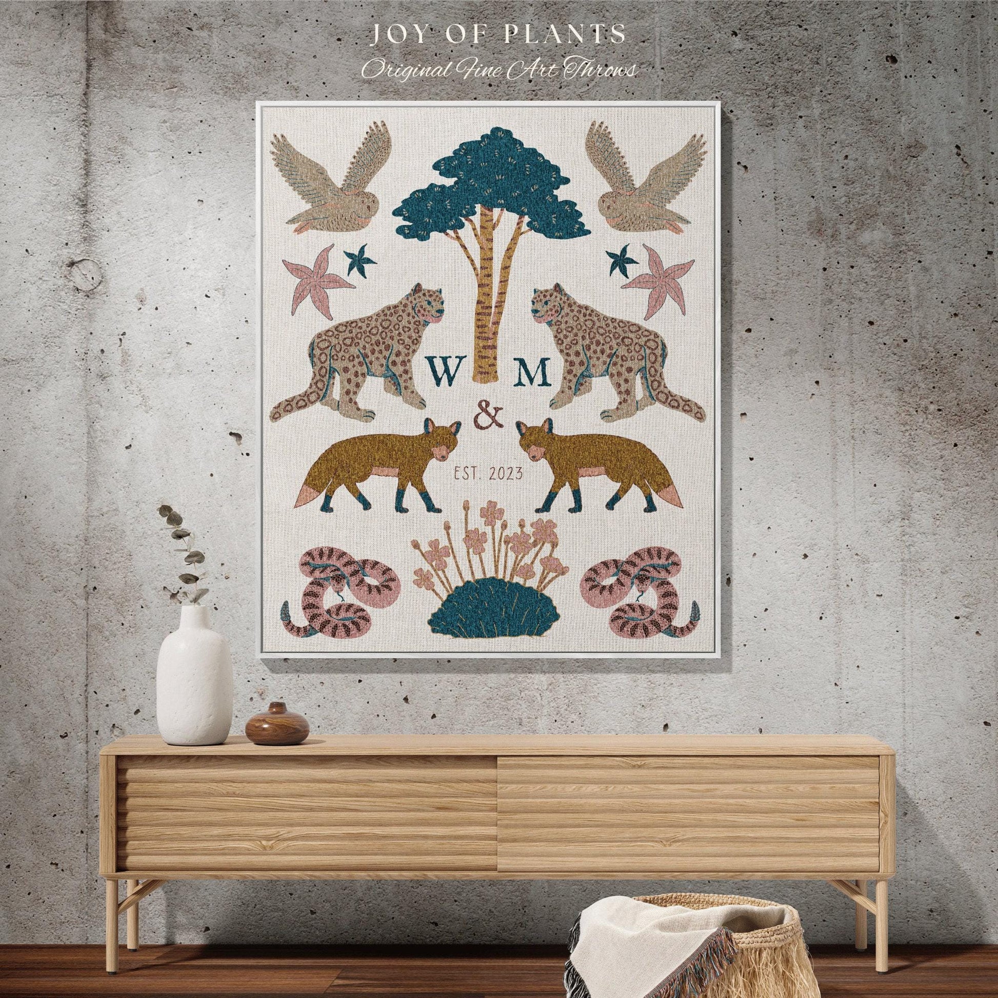 Minimalist Monogram Blanket Custom Anniversary Gift Cottagecore Wedding Initials Blanket Personalized Couples Gift Blanket Custom Tapestry |