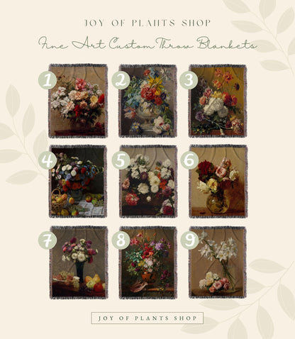 Vintage Floral Woven Blanket | Dark Cottagecore Decor Woven Throw Blanket | Victorian Gothic Decor Woven Tapestry Vintage Throw Blanket Goth