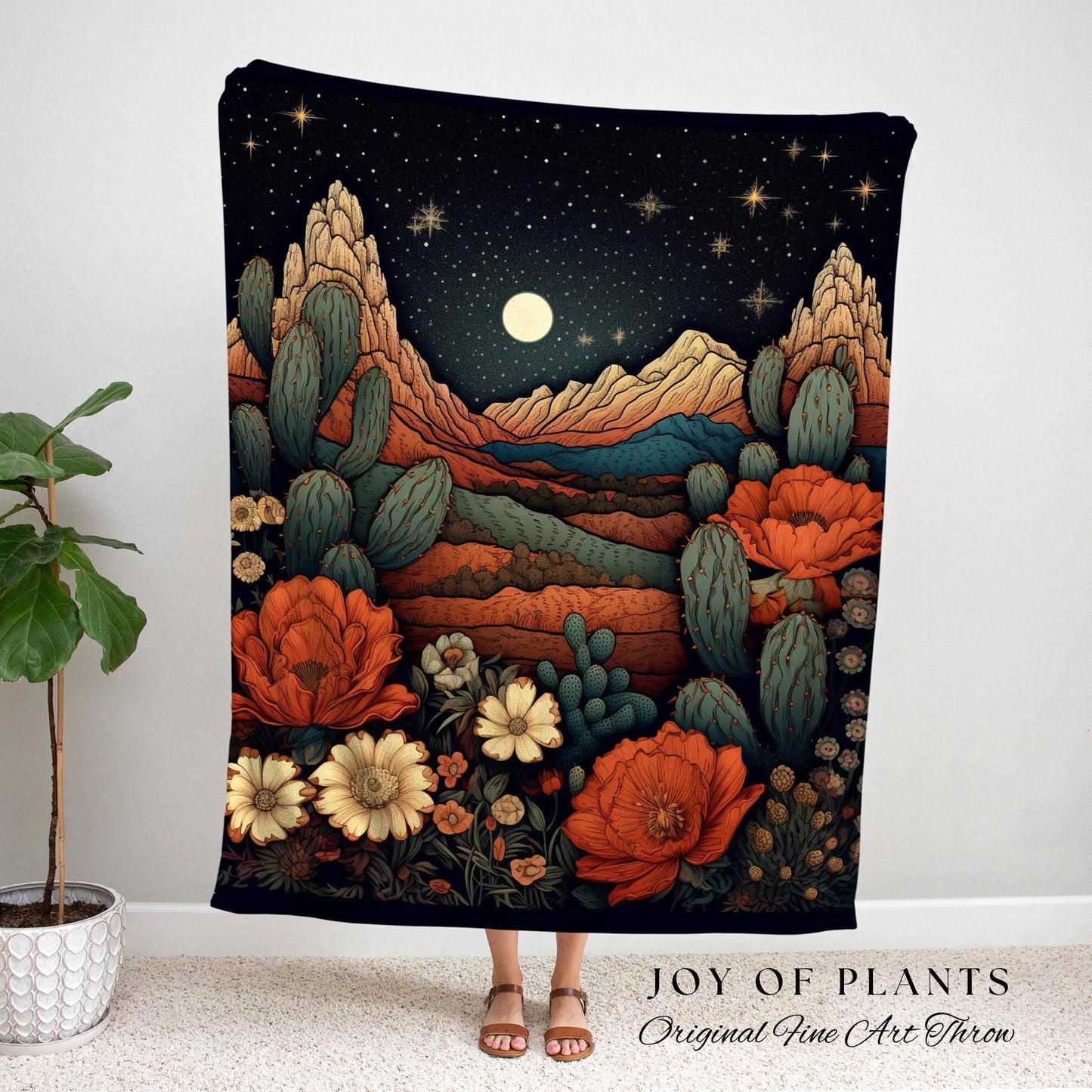 Rose Birth Flower June Birthday Custom Gift | Woven Blanket Personalized Birth Month Flower Tapestry | June Rose Room Decor Desert Rose Art