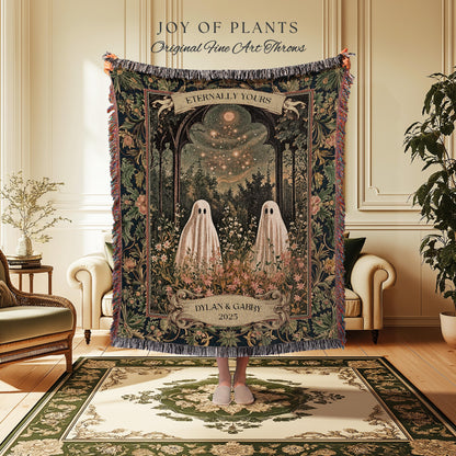 Moonlit Meadow Custom Spirits Blanket | Cozy Cottagecore Throw Haunted Gothic Couple Fall Wedding Whimsical Spooky Custom Anniversary Gift