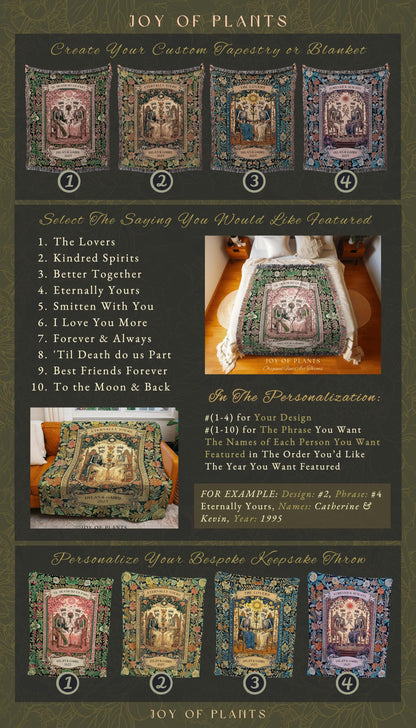 The Lovers Custom Skeleton Couple Blanket | Personalized Anniversary Gift Custom Gothic Throw for Couple Romantic Woven Tapestry with Names