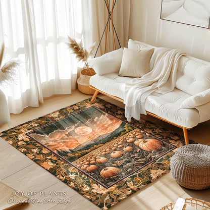 Full Moon Cozy Whimsical Area Rug | Earthy Autumn Decor Dark Academia Vibe Gothiccore Aesthetic Fall Bedroom Accent Rug Rustic Halloween |