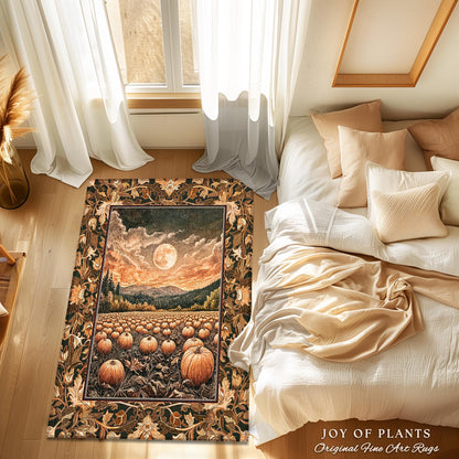 Full Moon Cozy Whimsical Area Rug | Earthy Autumn Decor Dark Academia Vibe Gothiccore Aesthetic Fall Bedroom Accent Rug Rustic Halloween |