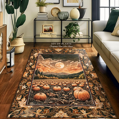 Full Moon Cozy Whimsical Area Rug | Earthy Autumn Decor Dark Academia Vibe Gothiccore Aesthetic Fall Bedroom Accent Rug Rustic Halloween |