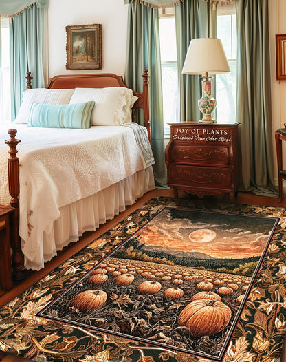 Full Moon Cozy Whimsical Area Rug | Earthy Autumn Decor Dark Academia Vibe Gothiccore Aesthetic Fall Bedroom Accent Rug Rustic Halloween |