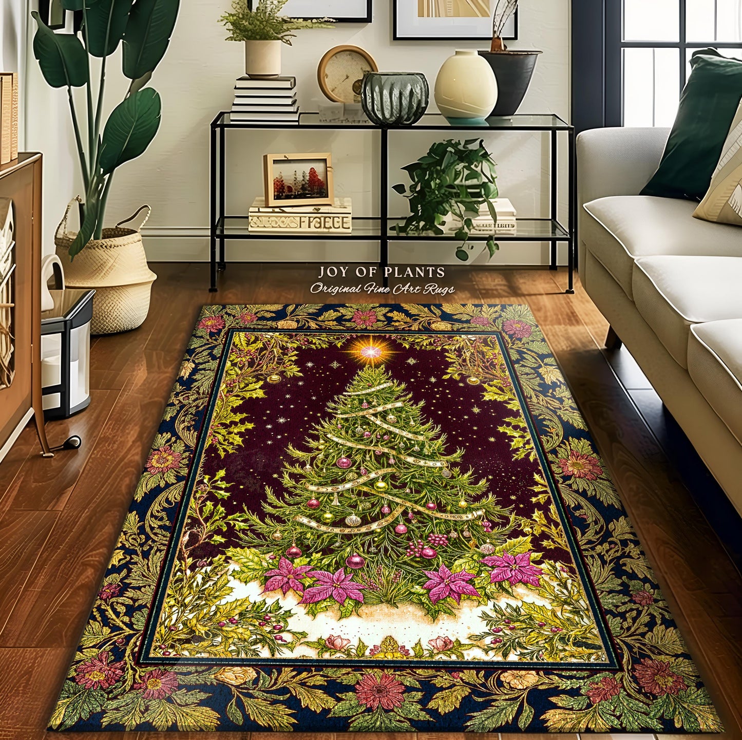 Wintertime Wonder Rustic Tree Rug | Vintage Holiday Cozy Cottagecore Decor Merry & Bright Cozy Winter Home Accent Boho Xmas Festive Artworkm