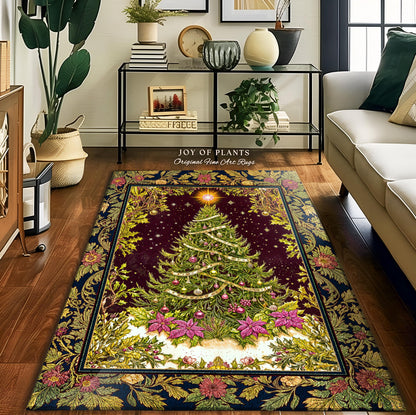 Wintertime Wonder Rustic Tree Rug | Vintage Holiday Cozy Cottagecore Decor Merry & Bright Cozy Winter Home Accent Boho Xmas Festive Artworkm