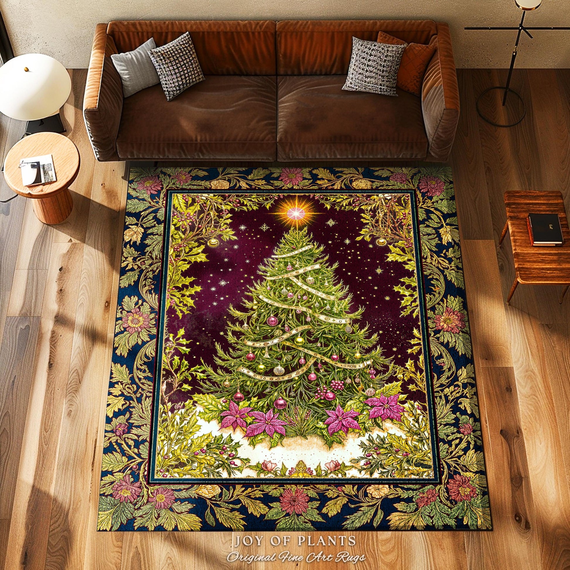 Wintertime Wonder Rustic Tree Rug | Vintage Holiday Cozy Cottagecore Decor Merry & Bright Cozy Winter Home Accent Boho Xmas Festive Artworkm