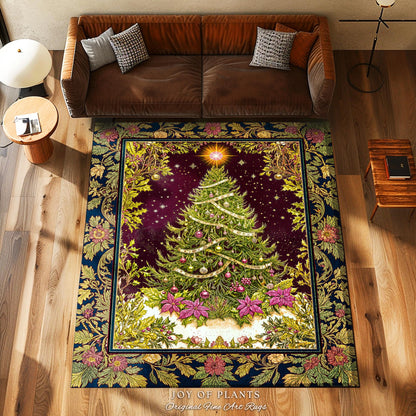 Wintertime Wonder Rustic Tree Rug | Vintage Holiday Cozy Cottagecore Decor Merry & Bright Cozy Winter Home Accent Boho Xmas Festive Artworkm