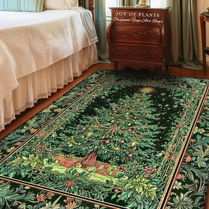 Tannenbaum Rustic Tree Area Rug | Vintage Woven Christmas Aesthetic Cozy Cottagecore Decor Winter Festive Classic Holiday Aesthetic Accent |