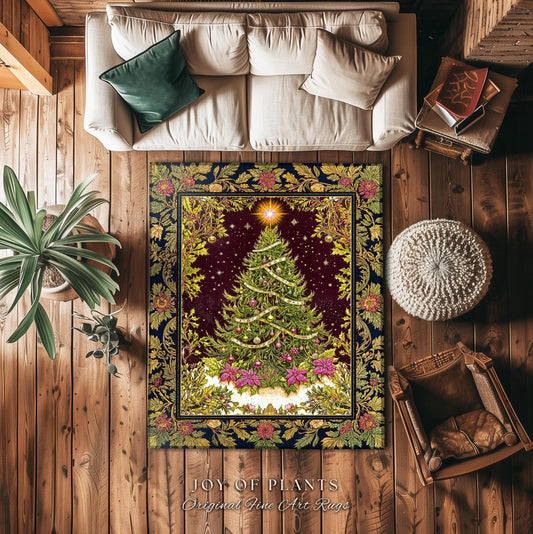 Wintertime Wonder Rustic Tree Rug | Vintage Holiday Cozy Cottagecore Decor Merry & Bright Cozy Winter Home Accent Boho Xmas Festive Artworkm