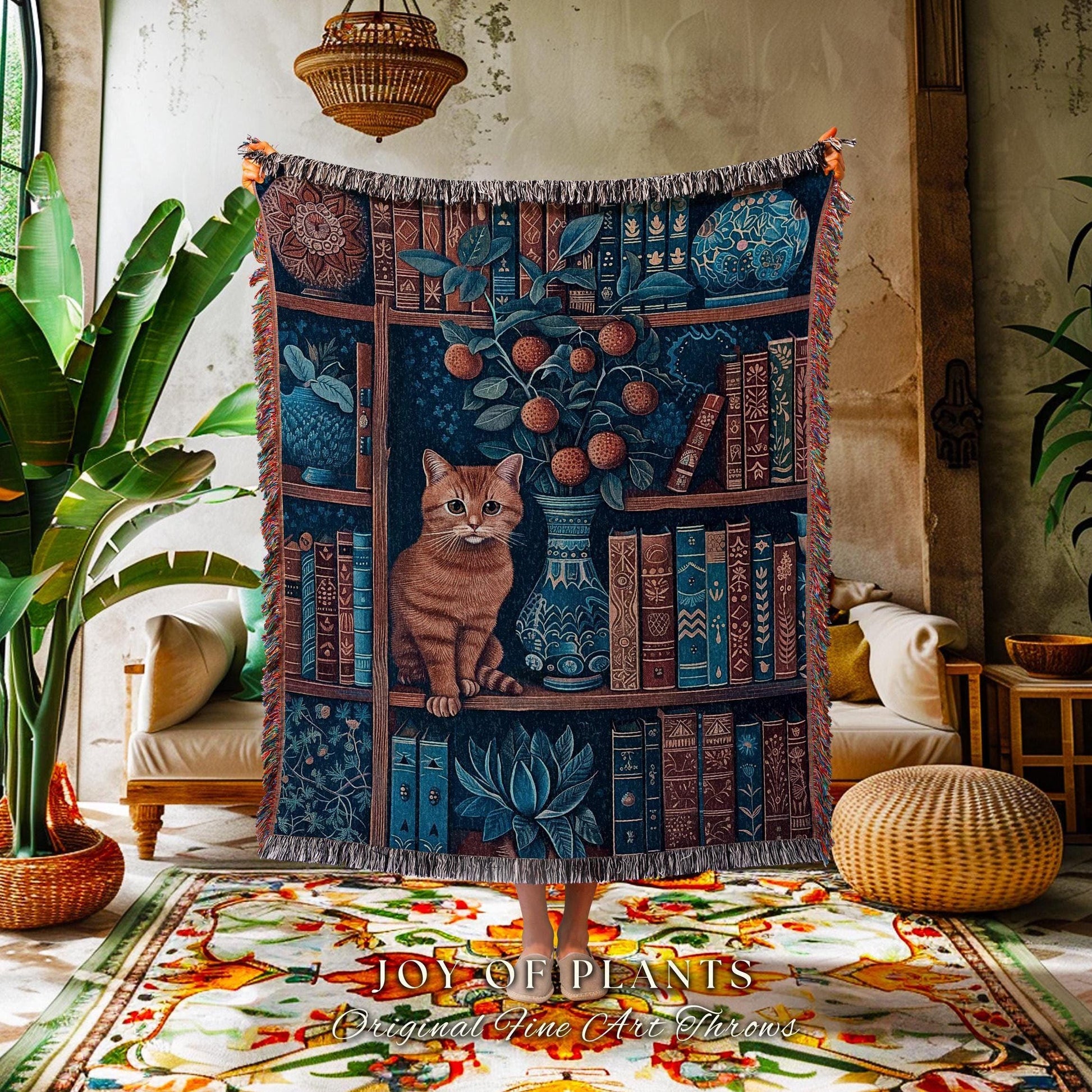 Cozy Cute Reading Blanket Woven Throw | Whimsical Enchanted Forestcore Tapestry Dark Maximalist Theme Cottagecore Bedding Medieval Wall Art