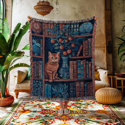 Cozy Cute Reading Blanket Woven Throw | Whimsical Enchanted Forestcore Tapestry Dark Maximalist Theme Cottagecore Bedding Medieval Wall Art