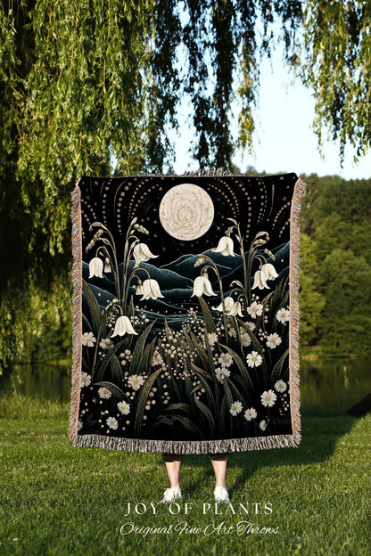 Lily of the Valley Birth Flower May Birthday Custom Gift | Woven Blanket Personalized Birth Month Flower Tapestry | March Lily of the Valley