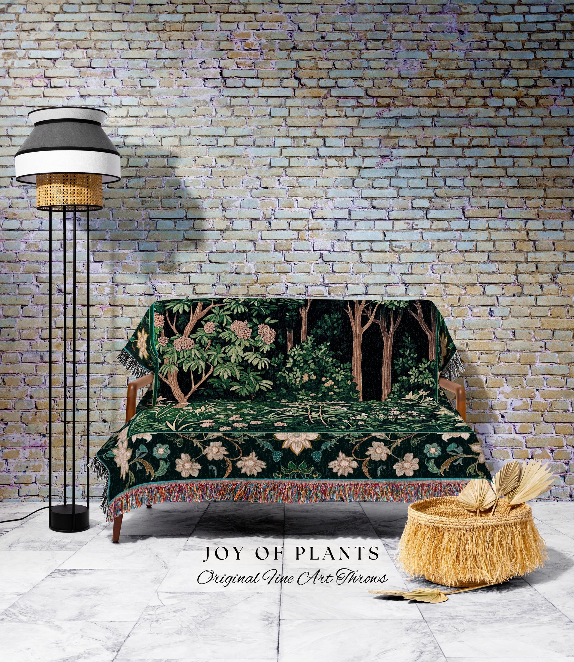 Dark Woodland Whimsical Forest Tapestry Throw Whimsigothic Folklore Inspired Decor | Ethereal Academia Aesthetic Fairycore Bedroom Blanket