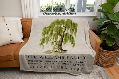 Willow Tree Blanket Personalized | Gift Custom Family Tree Personalized Mother's Day Gift Custom Blanket for Mom Sentimental Family Gift |