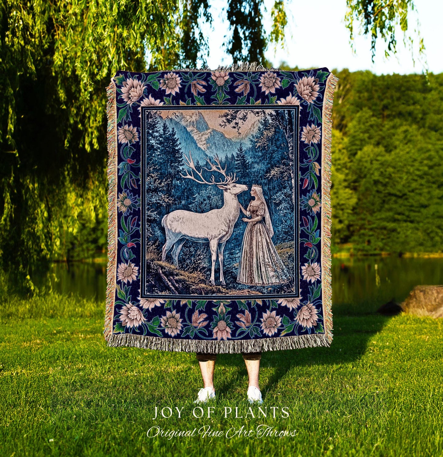 Woodland Renaissance Rustic Tapestry | Royal Elegance Woven Throw Blanket Storybook Fantasy Aesthetic Woven Wall Art Vintage Princesscore |