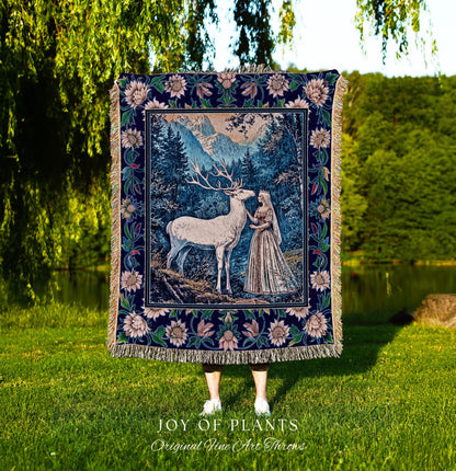 Woodland Renaissance Rustic Tapestry | Royal Elegance Woven Throw Blanket Storybook Fantasy Aesthetic Woven Wall Art Vintage Princesscore |