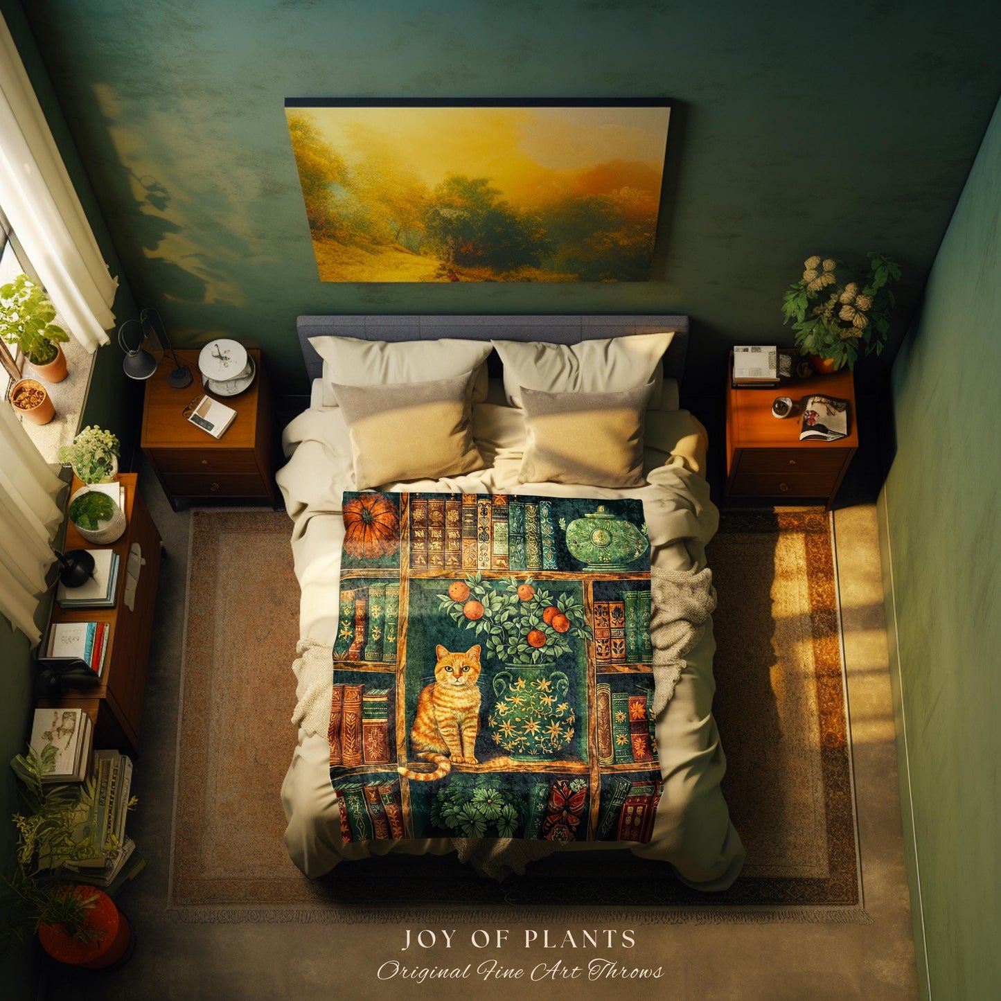 Rustic Aesthetic Bookshelf Tapestry | Medieval Wall Hanging Botanical Home Decor Victorian Goth Woodland Blanket Whimsigothic Reading Corner