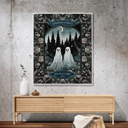 Ethereal Ghost Friends Woven Tapestry | Whimsical Best Friend Gift Kindred Spirits Personalized His and Hers Custom Ghost Couple Throw |
