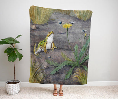 Watercolor Toad Blanket | Frog Tapestry Woven | Art Blanket Woven | Frog Aesthetic Tapestry Cottagecore | Woodland Decor Woven Tapestry Boho