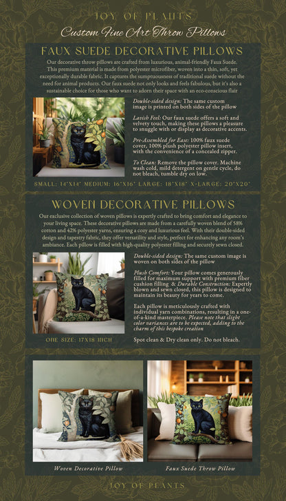 Maximalist Black Cat Throw Blanket | Cat Lover Blanket Gift Decor William Morris Inspired Bedroom Tapestry Woven Botanical Minky Cottagecore