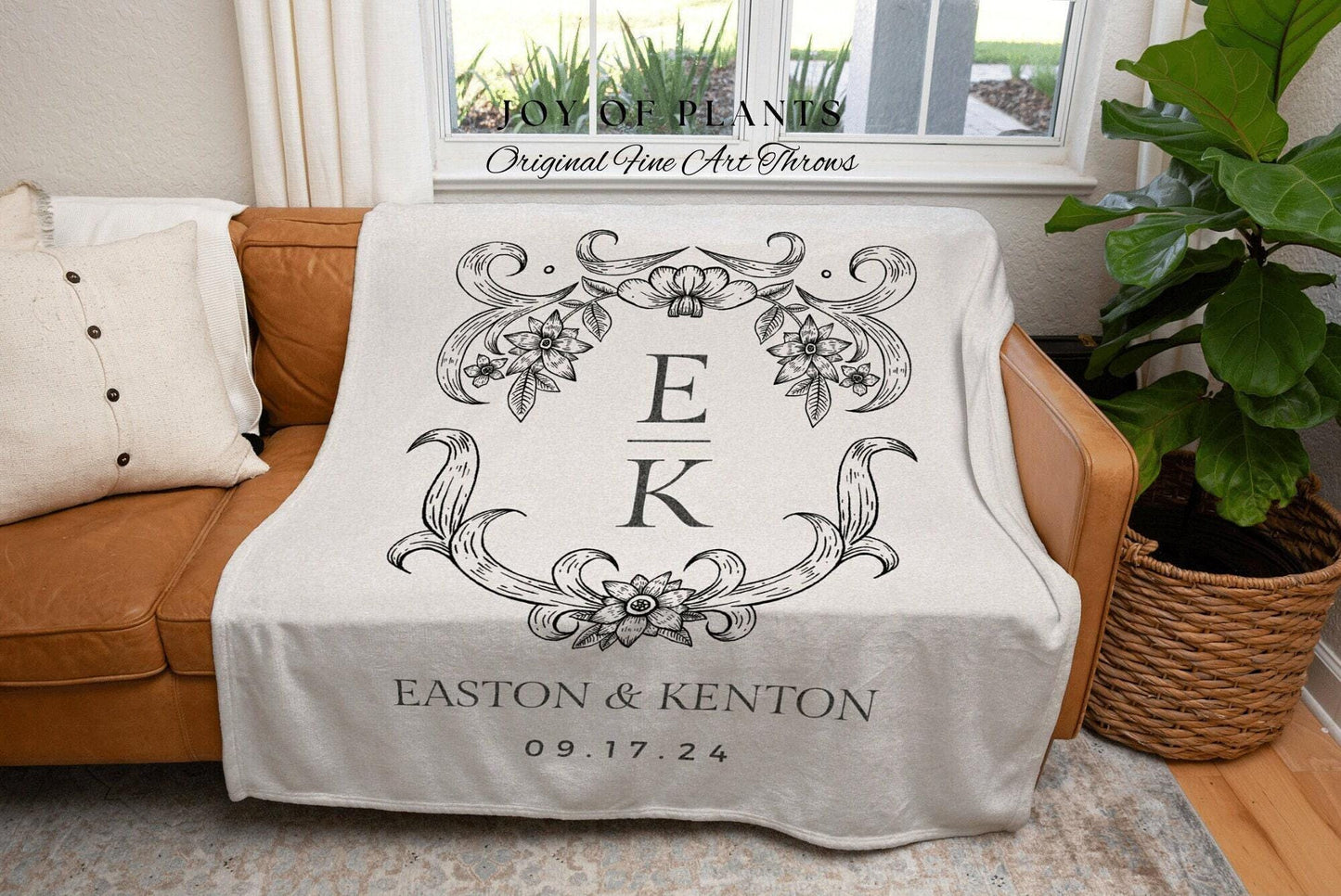 Monogram Tapestry Wedding Gift | Personalized Last Name Tapestry Custom Wedding Monogram Couple Keepsake Blanket Anniversary His & Hers Gift