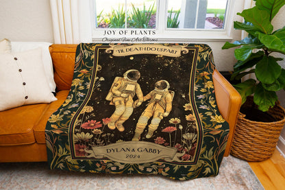 To the Moon & Back Astral Lovers Blanket Custom | Celestial Astronaut Love Romantic Wedding Anniversary Tapestry Throw Sentimental for Him