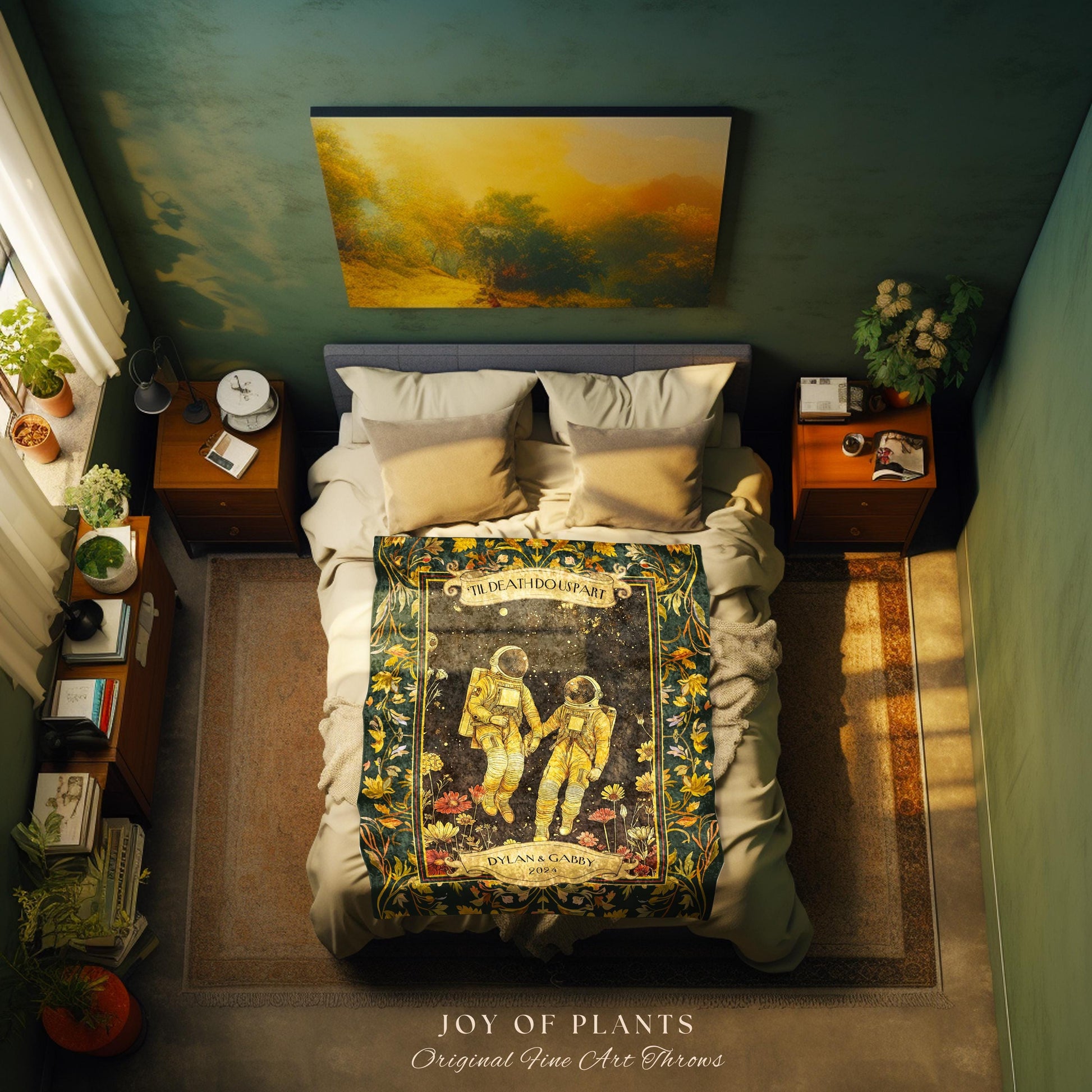 To the Moon & Back Astral Lovers Blanket Custom | Celestial Astronaut Love Romantic Wedding Anniversary Tapestry Throw Sentimental for Him