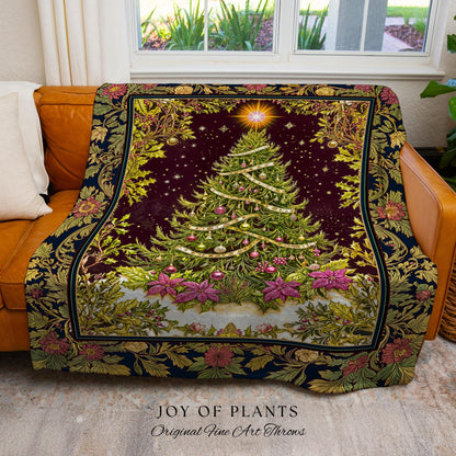 Wintertime Wonder Rustic Tree Tapestry | Vintage Holiday Cozy Cottagecore Decor Merry & Bright Cozy Winter Throw Boho Woven Festive Artwork