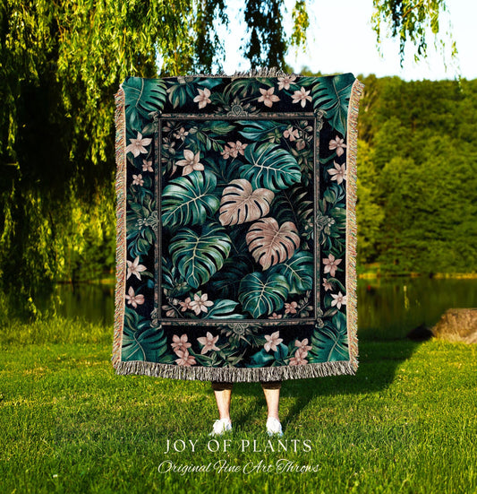 Dreamy Cottagecore Floral Maximalist Tapestry | Monstera Deliciosa Houseplant Cute Forestcore Woodland Jungle Costal Aesthetic Bedroom |