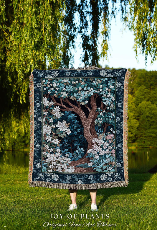 Bohemian Tree Tapestry Blanket Magical Aesthetic Folklore Forest Ethereal Throw | Nature Inspired Woodland Magic Wildflower Fairycore Decor