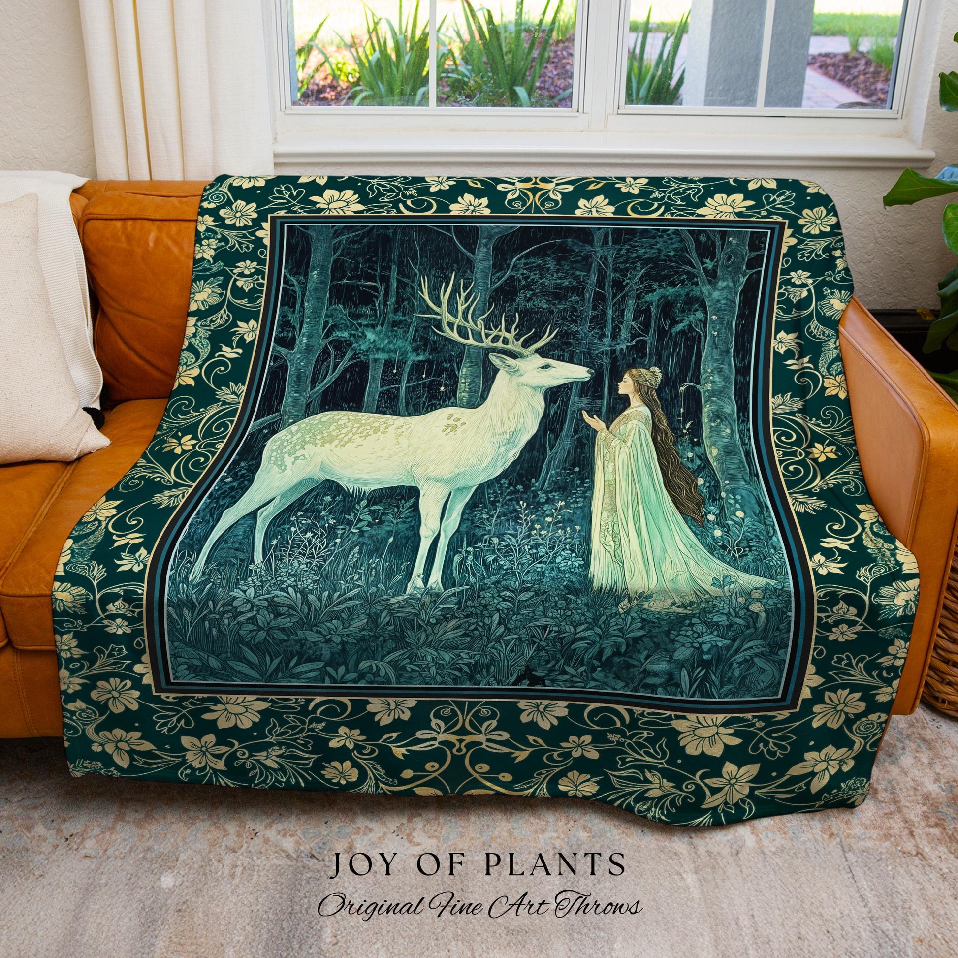 Medieval Princess Woodland Magic Blanket | Ancient Spirits Ethereal Forest Tapestry Mystic Woods Folklore Woven Wall Art Elegant Cottagecore