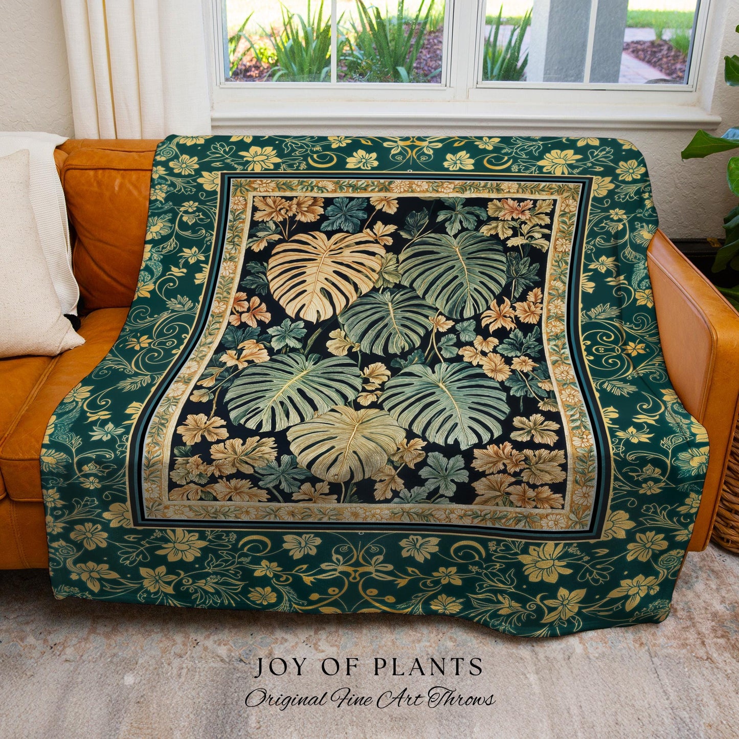 Enchanted Grove Woven Fringe Tapestry | Forestcore Home Decor Cottagecore Maximalist Blanket Whimsical Monstera Vibes Trendy Bedroom Artwork