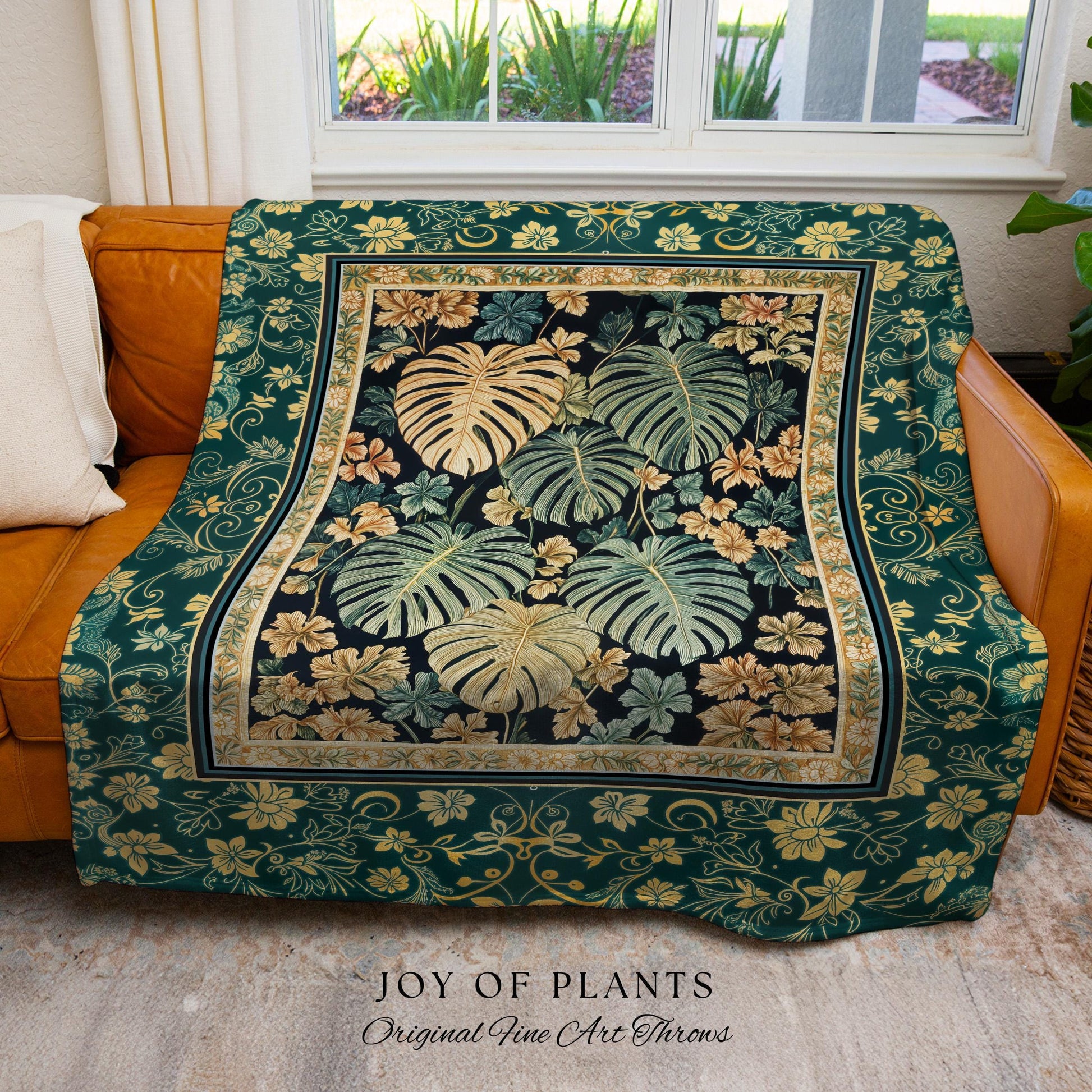 Enchanted Grove Woven Fringe Tapestry | Forestcore Home Decor Cottagecore Maximalist Blanket Whimsical Monstera Vibes Trendy Bedroom Artwork