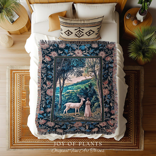 Romantic Landscape Storybook Tapestry | Fantasy Aesthetic Woven Wall Art Vintage Princess Blanket Whimsical Coquette Maximalist Renaissance
