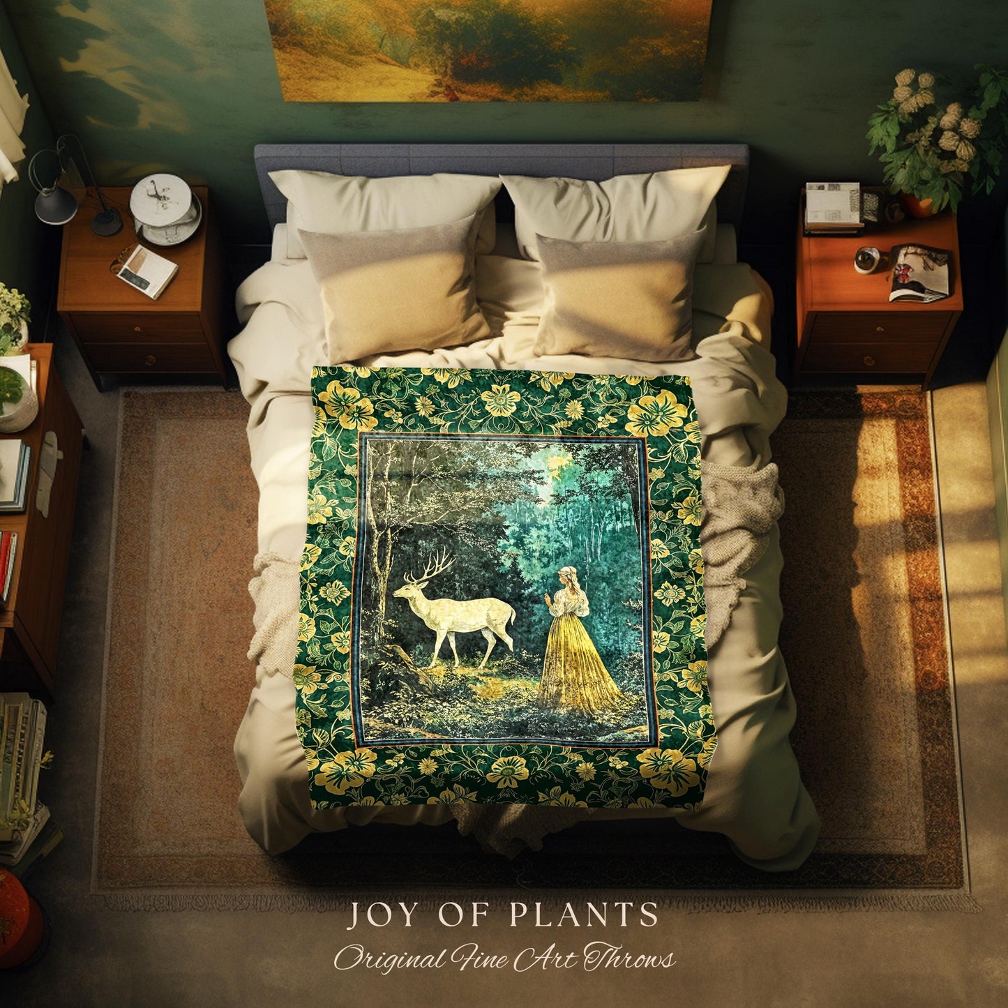 Dreamy Fairytale Forest Woven Wall Art | Folklore Inspired Ethereal Nature Tapestry Woodland Throw Blanket Botanical Elegance Magical Mystic