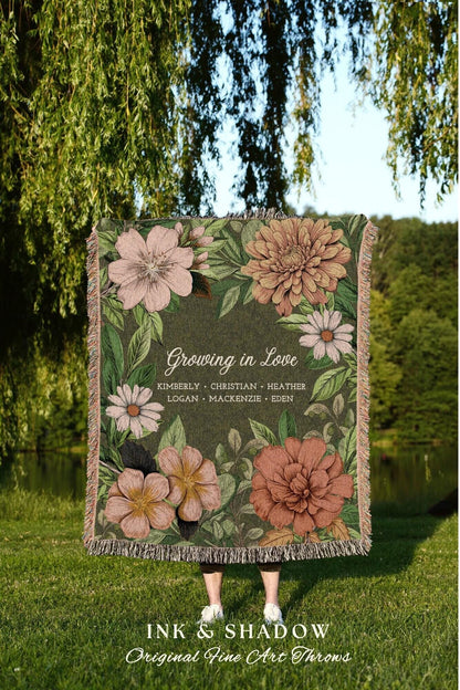Mimi's Garden Birth Flower Blanket | Gift from Grandkids Custom Family Flower Blanket Personalized Custom Flower Throw Blanket Gift for Mom